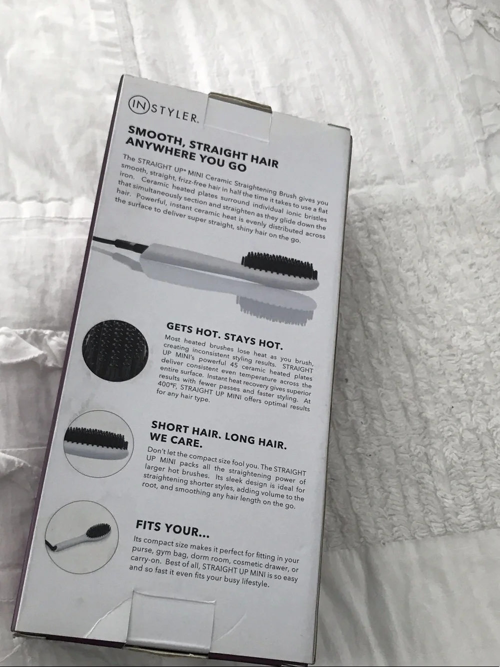 InStyler Straight Up Mini Ceramic Straightening Brush - White